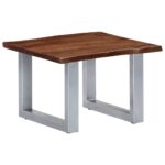 Table basse avec bord naturel 60x60x40 cm Bois d'acacia massif – Image 9