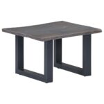 Table basse avec bord naturel Gris 60x60x40 cm Bois d'acacia – Image 10