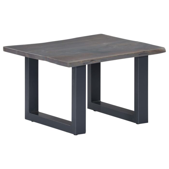 Table basse avec bord naturel Gris 60x60x40 cm Bois d'acacia – Image 10