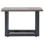 Table basse avec bord naturel Gris 60x60x40 cm Bois d'acacia – Image 2