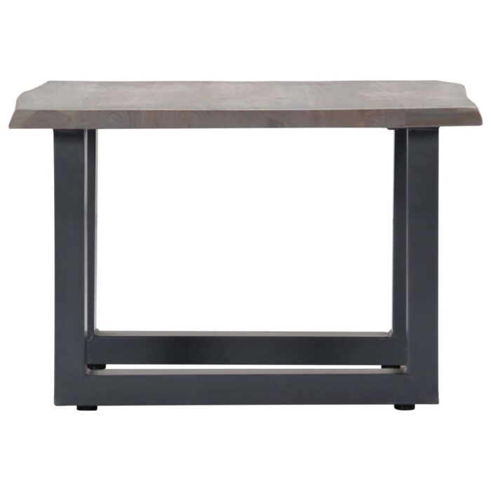Table basse avec bord naturel Gris 60x60x40 cm Bois d'acacia – Image 2