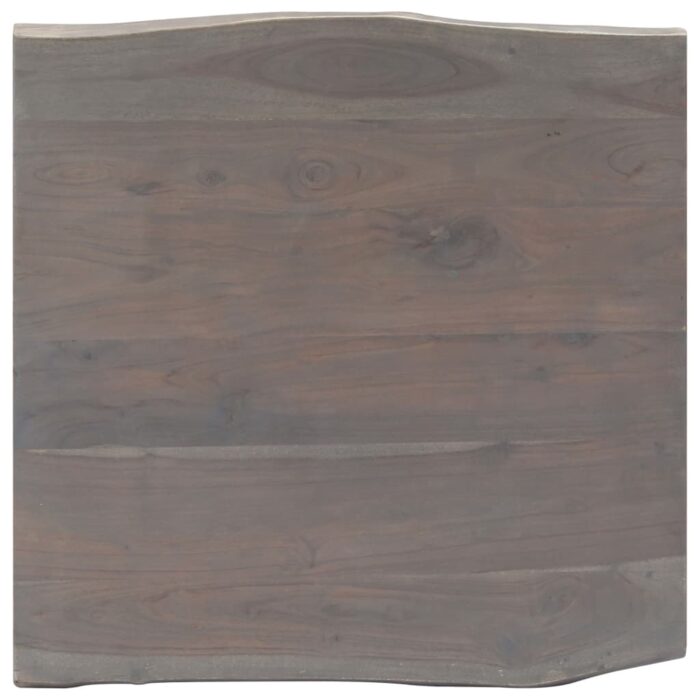 Table basse avec bord naturel Gris 60x60x40 cm Bois d'acacia – Image 6