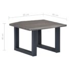 Table basse avec bord naturel Gris 60x60x40 cm Bois d'acacia – Image 7