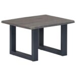 Table basse avec bord naturel Gris 60x60x40 cm Bois d'acacia – Image 9