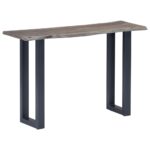 Table console Gris 115 x 35 x 76 cm Bois d'acacia massif et fer – Image 7