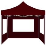 Tente de réception pliable avec parois Aluminium 3x3 m Bordeaux – Image 5
