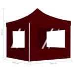 Tente de réception pliable avec parois Aluminium 3x3 m Bordeaux – Image 8