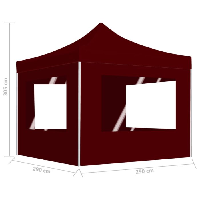 Tente de réception pliable avec parois Aluminium 3x3 m Bordeaux – Image 8