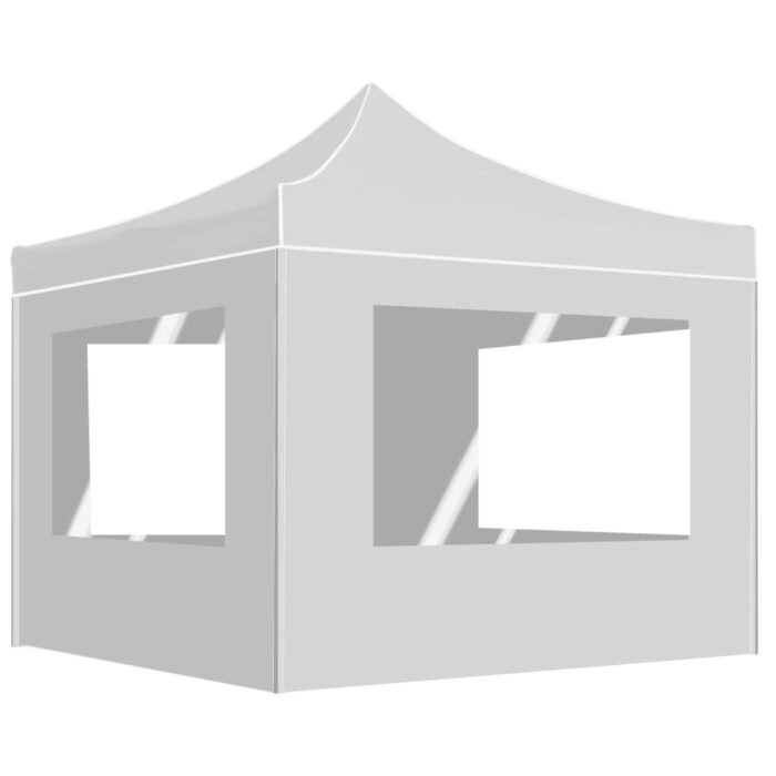 Tente de réception pliable avec parois Aluminium 3x3 m Blanc – Image 1