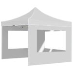 Tente de réception pliable avec parois Aluminium 3x3 m Blanc – Image 4