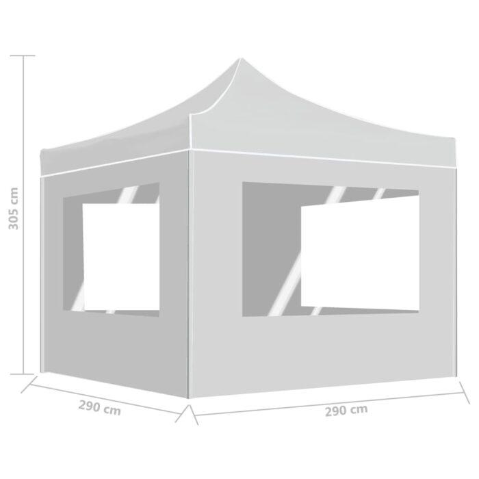Tente de réception pliable avec parois Aluminium 3x3 m Blanc – Image 8