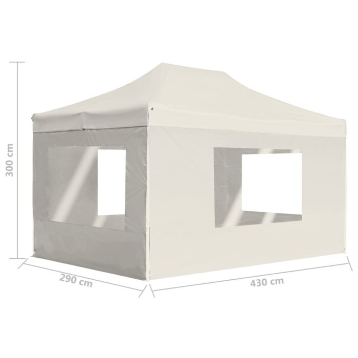 Tente de réception pliable avec parois Aluminium 4,5x3 m Crème – Image 10