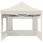 Tente de réception pliable avec parois Aluminium 4,5x3 m Crème – Image 4