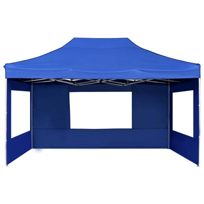 Tente de réception pliable avec parois Aluminium 4,5x3 m Bleu – Image 3