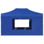 Tente de réception pliable avec parois Aluminium 4,5x3 m Bleu – Image 5