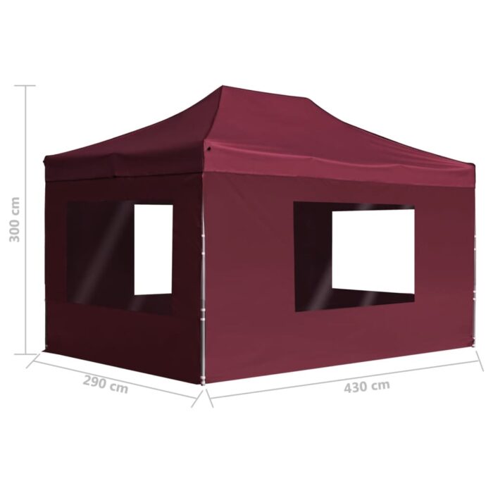 Tente de réception pliable et parois Aluminium 4,5x3 m Bordeaux – Image 10