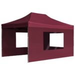 Tente de réception pliable et parois Aluminium 4,5x3 m Bordeaux – Image 2
