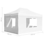 Tente de réception pliable avec parois Aluminium 4,5x3 m Blanc – Image 10