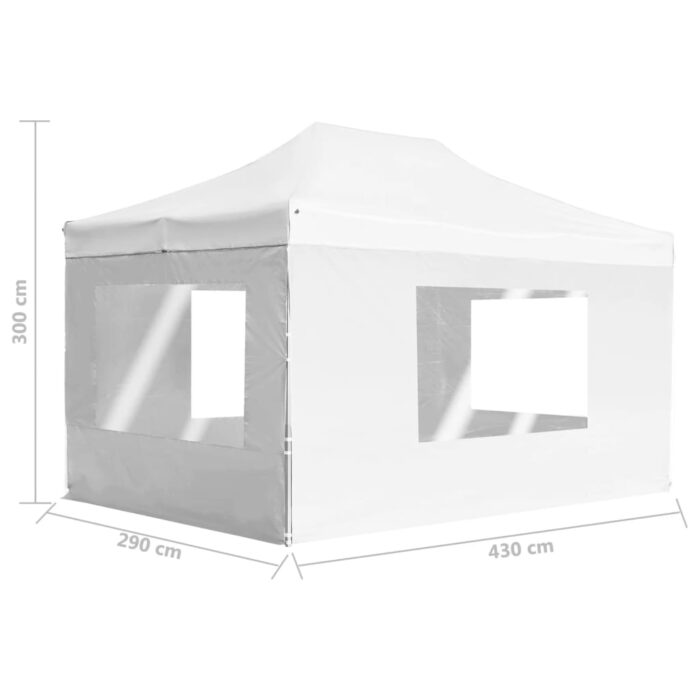 Tente de réception pliable avec parois Aluminium 4,5x3 m Blanc – Image 10