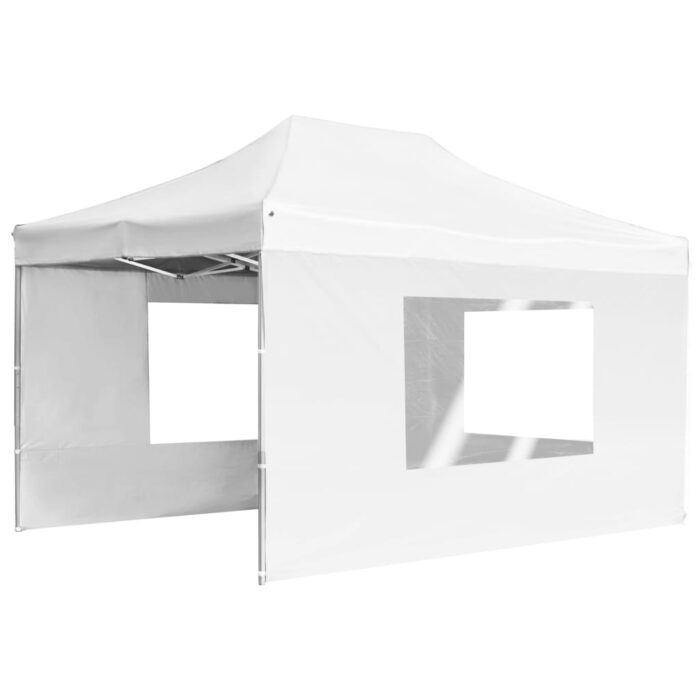 Tente de réception pliable avec parois Aluminium 4,5x3 m Blanc – Image 2