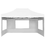Tente de réception pliable avec parois Aluminium 4,5x3 m Blanc – Image 3