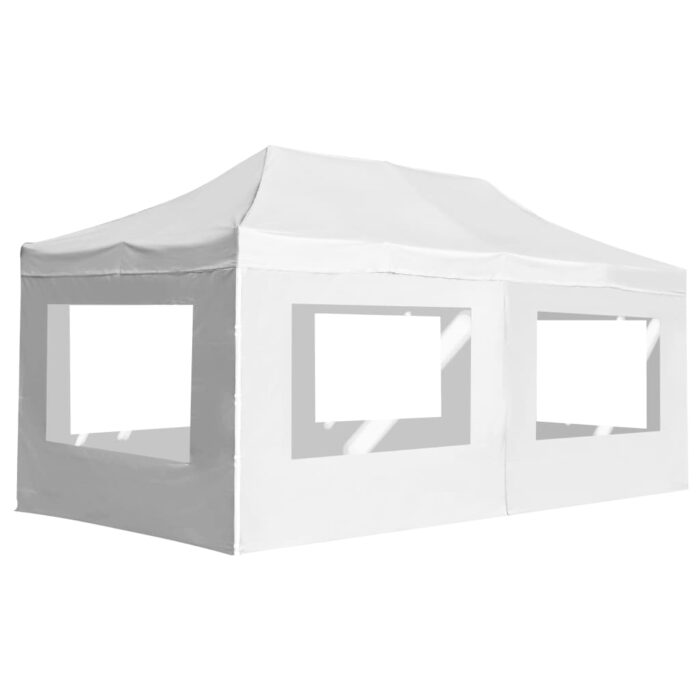 Tente de réception pliable avec parois Aluminium 6 x 3 m Blanc – Image 1