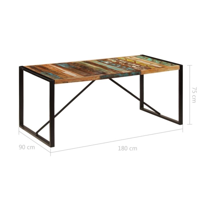 Table de salle à manger 180x90x75 cm Bois de récupération – Image 5