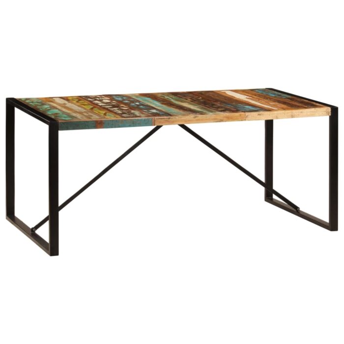 Table de salle à manger 180x90x75 cm Bois de récupération – Image 6
