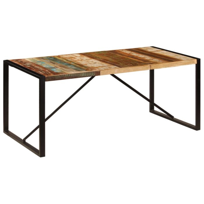 Table de salle à manger 180x90x75 cm Bois de récupération – Image 7