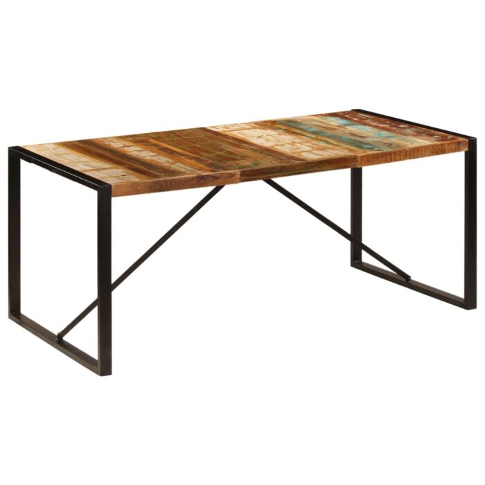 Table de salle à manger 180x90x75 cm Bois de récupération – Image 8