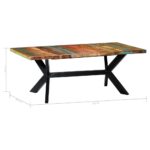 Table à manger 200x100x75 cm Bois de récupération solide – Image 4