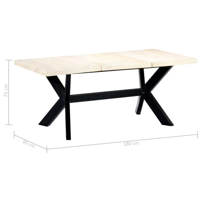 Table à dîner Blanc 180x90x75 cm Bois de manguier massif – Image 4