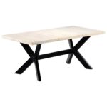Table à dîner Blanc 180x90x75 cm Bois de manguier massif – Image 5