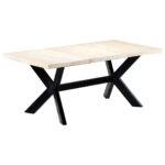 Table à dîner Blanc 180x90x75 cm Bois de manguier massif – Image 6