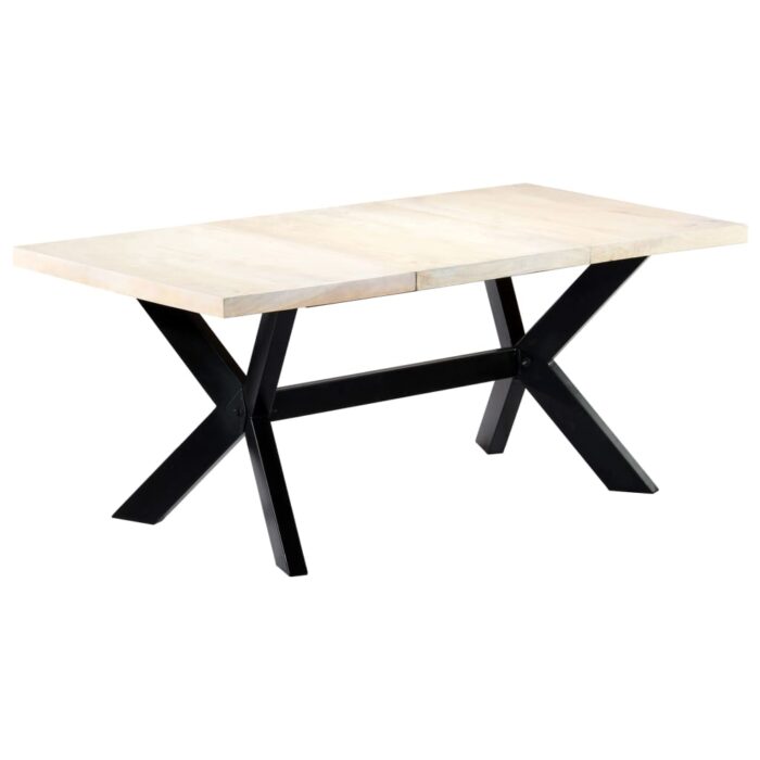 Table à dîner Blanc 180x90x75 cm Bois de manguier massif – Image 6
