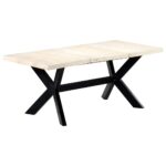 Table à dîner Blanc 180x90x75 cm Bois de manguier massif – Image 7