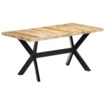 Table à manger 160x80x75 cm Bois de manguier massif brut – Image 9