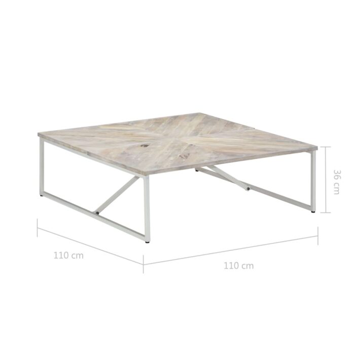 Table basse 110x110x36 cm Bois de manguier solide – Image 7