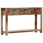 Table console avec 3 tiroirs 120x30x75 cm Bois massif – Image 10