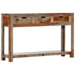 Table console avec 3 tiroirs 120x30x75 cm Bois massif – Image 11
