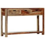 Table console avec 3 tiroirs 120x30x75 cm Bois massif – Image 12