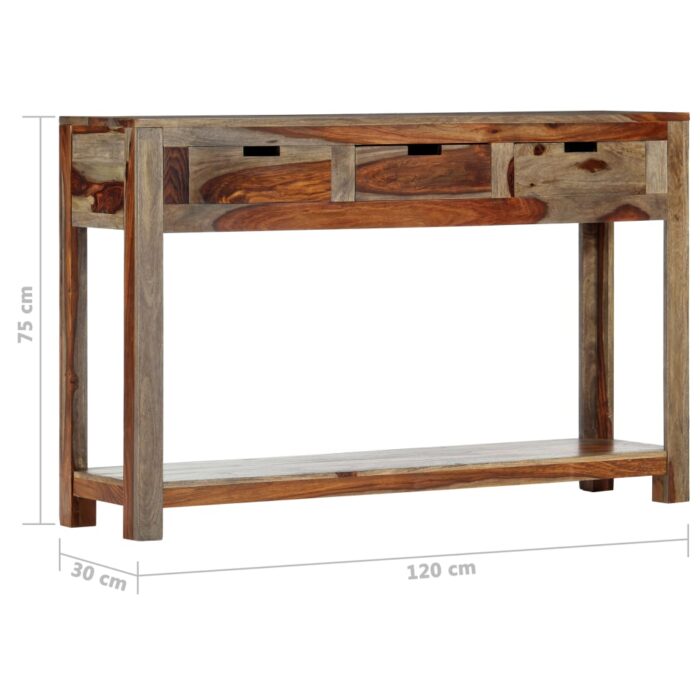 Table console avec 3 tiroirs 120x30x75 cm Bois massif – Image 9