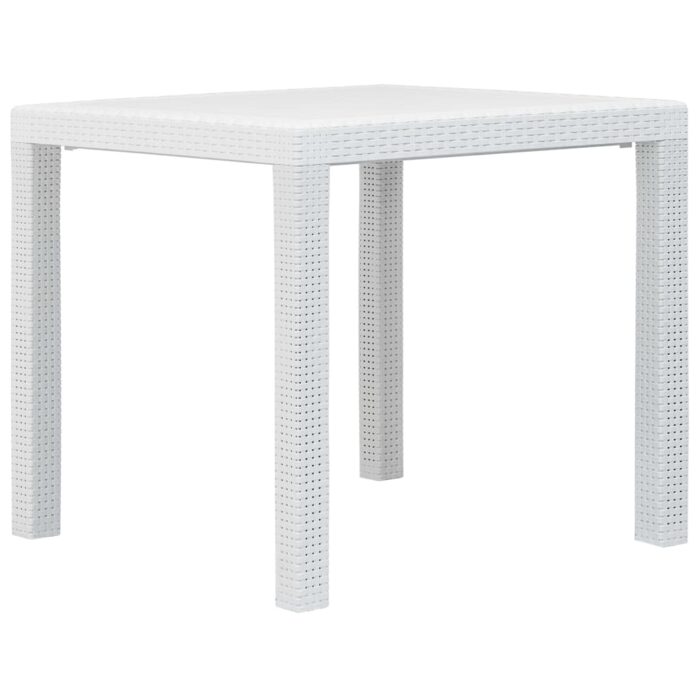 Table de jardin Blanc 79x79x72 cm Plastique Aspect de rotin – Image 1