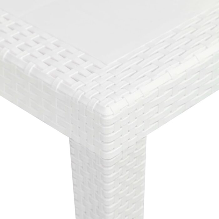 Table de jardin Blanc 79x79x72 cm Plastique Aspect de rotin – Image 3