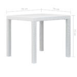 Table de jardin Blanc 79x79x72 cm Plastique Aspect de rotin – Image 4