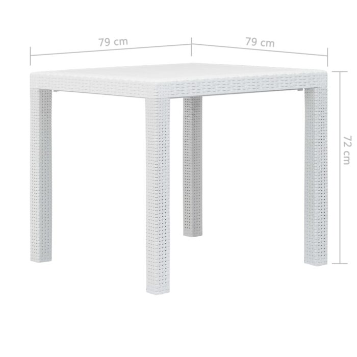Table de jardin Blanc 79x79x72 cm Plastique Aspect de rotin – Image 4