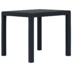 Table de jardin Anthracite 79x79x72cm Plastique Aspect de rotin