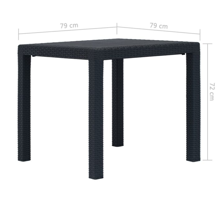 Table de jardin Anthracite 79x79x72cm Plastique Aspect de rotin – Image 3
