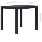 Table de jardin Anthracite 79x79x72cm Plastique Aspect de rotin – Image 4
