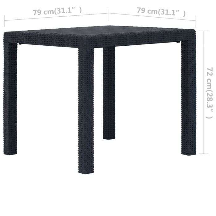 Table de jardin Anthracite 79x79x72cm Plastique Aspect de rotin – Image 4